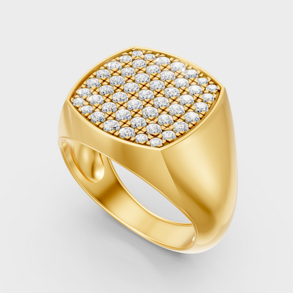 Classic 14K Yellow Gold Men’s Engagement Ring Featuring A 0.71Ct Round Lab Diamond