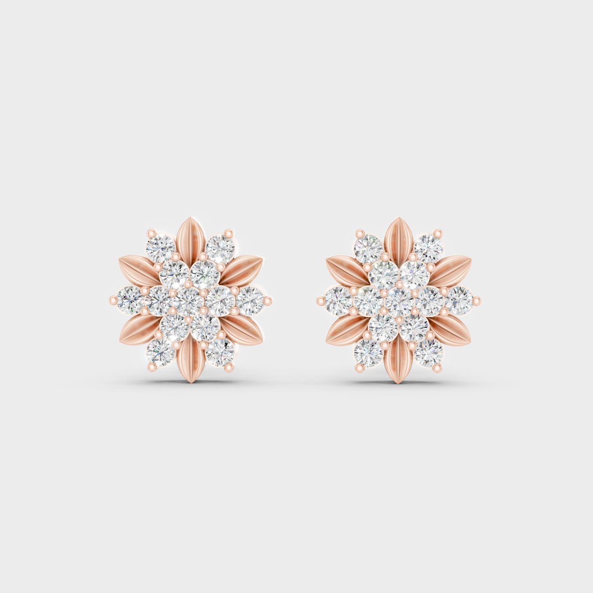  High-Polish Rose Gold 0.90 Carat Total Weight Round Lab Diamond Studs For Bold Sparkle