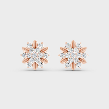  High-Polish Rose Gold 0.90 Carat Total Weight Round Lab Diamond Studs For Bold Sparkle
