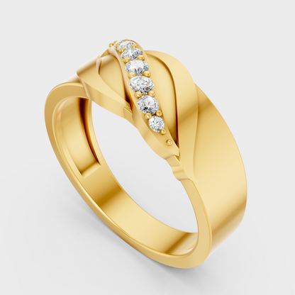Classic 14K Yellow Gold Men’s Engagement Ring Featuring A 0.27Ct Round Lab Diamond