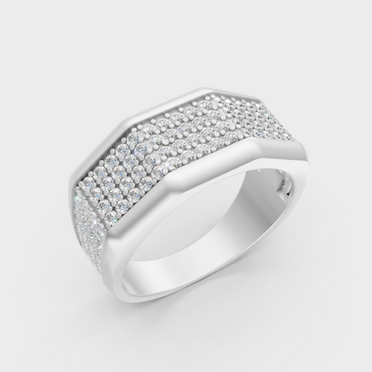 9K White Gold Round-Shaped Lab-Grown Diamond Men’s Ring With Clean Design