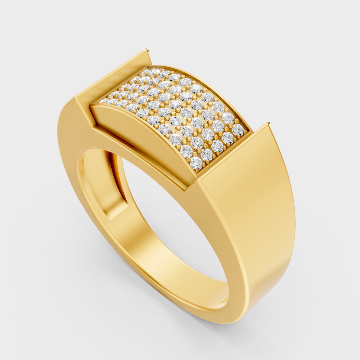 Classic 14K Yellow Gold Men’s Engagement Ring Featuring A 0.25Ct Round Lab Diamond