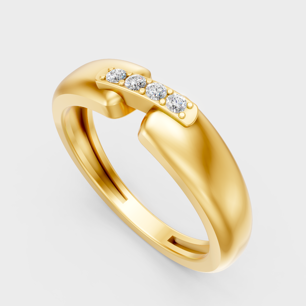  Classic 14K Yellow Gold Men’s Engagement Ring Featuring A 0.72Ct Round Lab Diamond