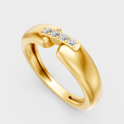  Classic 14K Yellow Gold Men’s Engagement Ring Featuring A 0.72Ct Round Lab Diamond