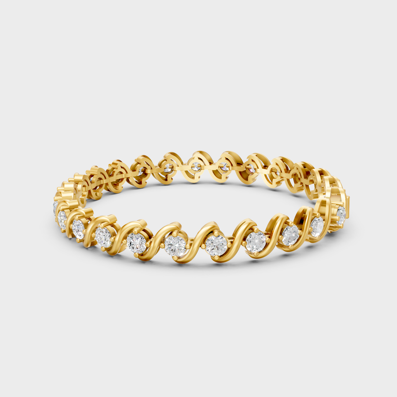 6.46 Ct Round Cut Certified Lab-Grown Diamond Tennis Bracelet Yellow Gold