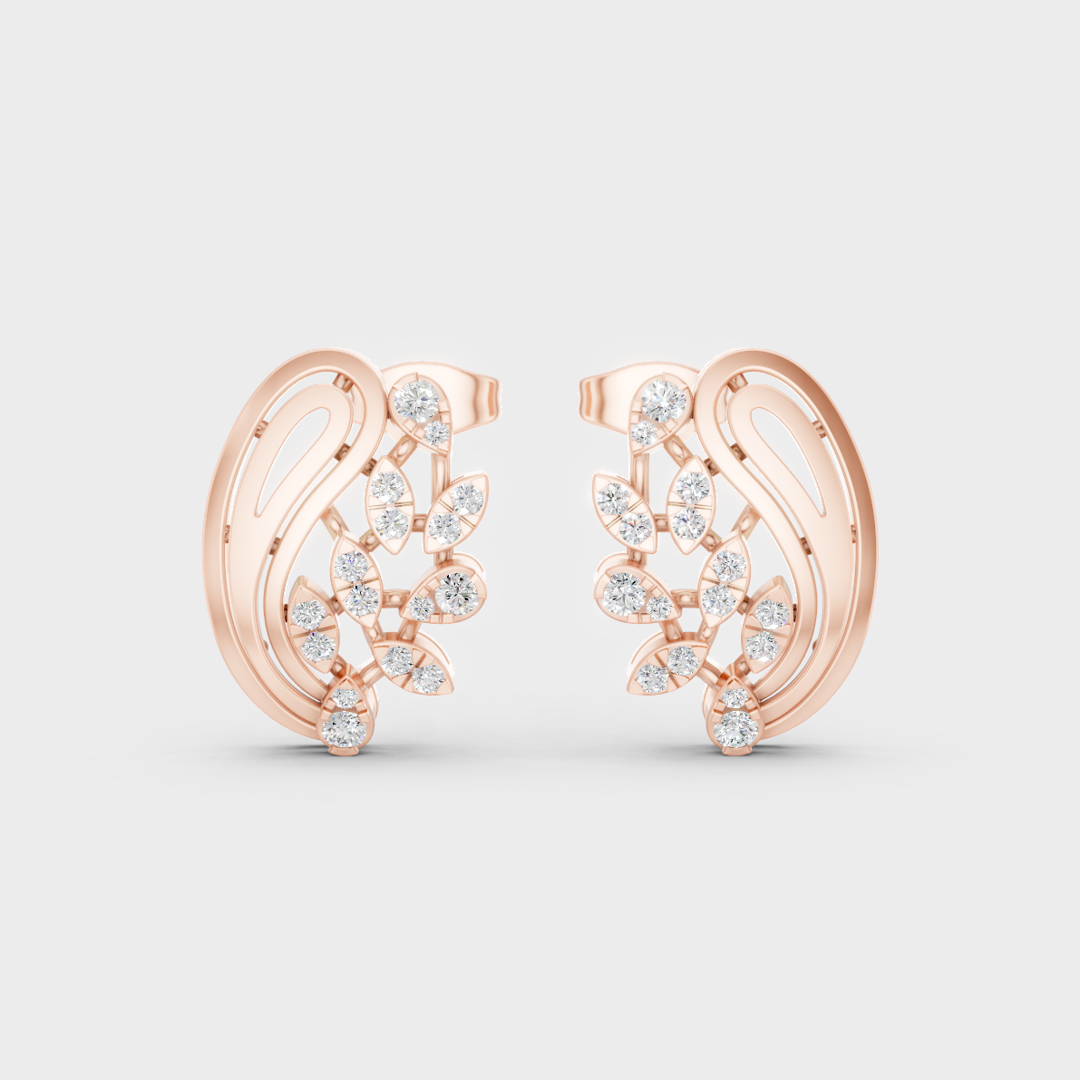 High-Polish Rose Gold 0.46 Carat Total Weight Round Lab Diamond Studs For Bold Sparkle