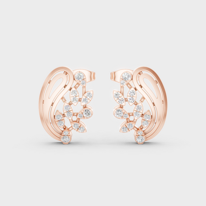 High-Polish Rose Gold 0.46 Carat Total Weight Round Lab Diamond Studs For Bold Sparkle