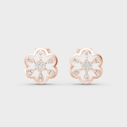  High-Polish Rose Gold 0.60 Carat Total Weight Round Lab Diamond Studs For Bold Sparkle