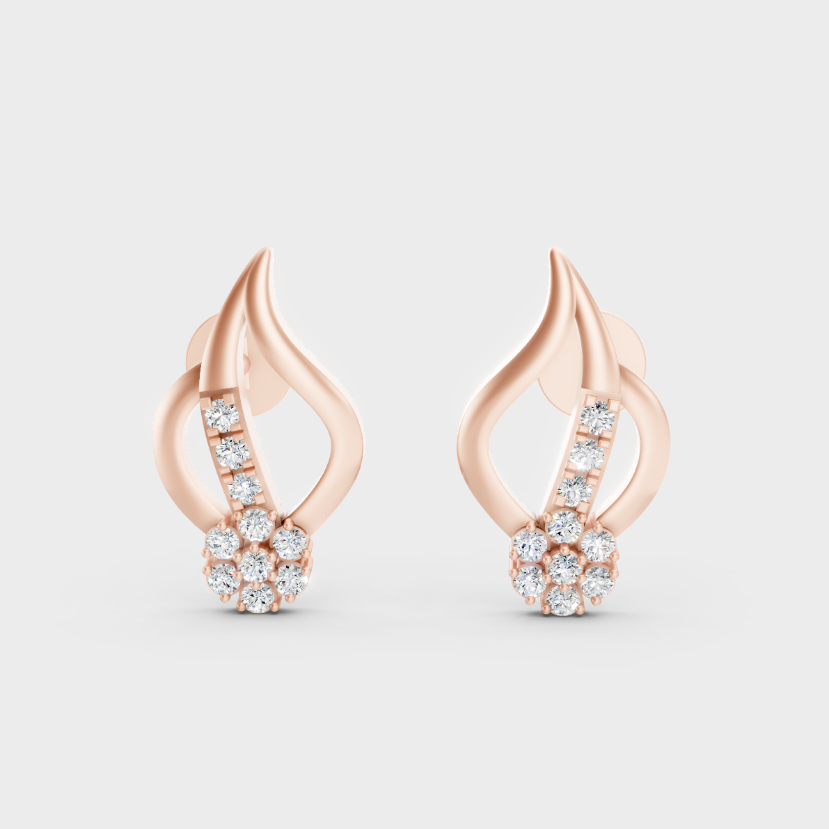 High-Polish Rose Gold 0.20 Carat Total Weight Round Lab Diamond Studs For Bold Sparkle