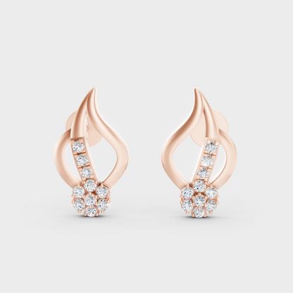 High-Polish Rose Gold 0.20 Carat Total Weight Round Lab Diamond Studs For Bold Sparkle