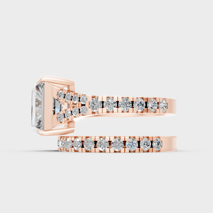 Radiant Cut Lab Diamond Ring Set In Rose Gold Elegant Style