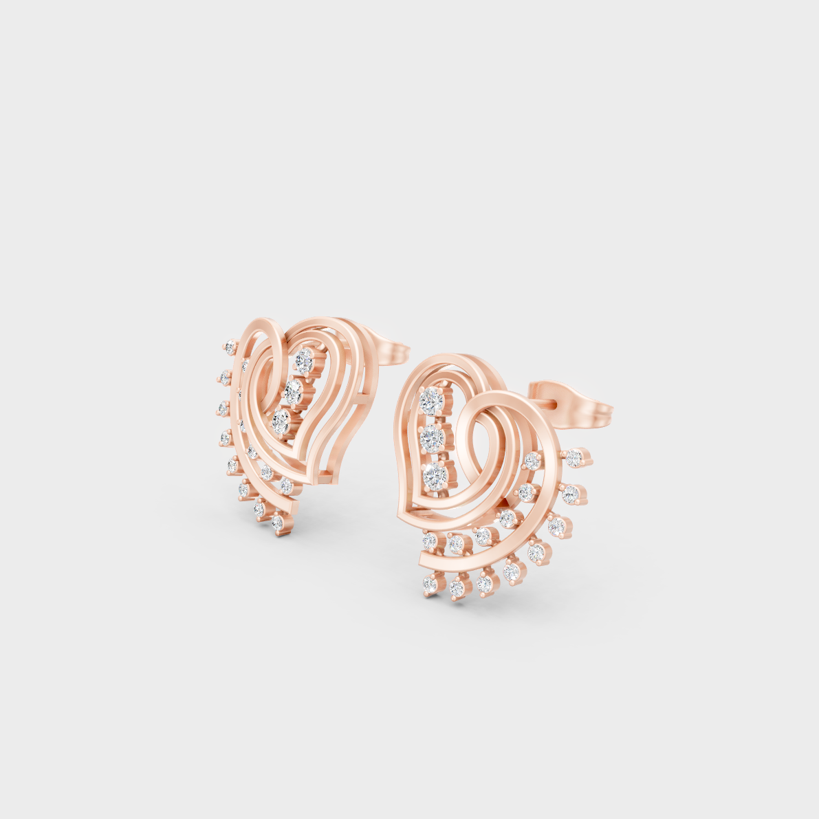 9K Rose Gold Round-Cut Lab-Grown Diamond Earrings With Hallmark Quality