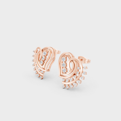 9K Rose Gold Round-Cut Lab-Grown Diamond Earrings With Hallmark Quality