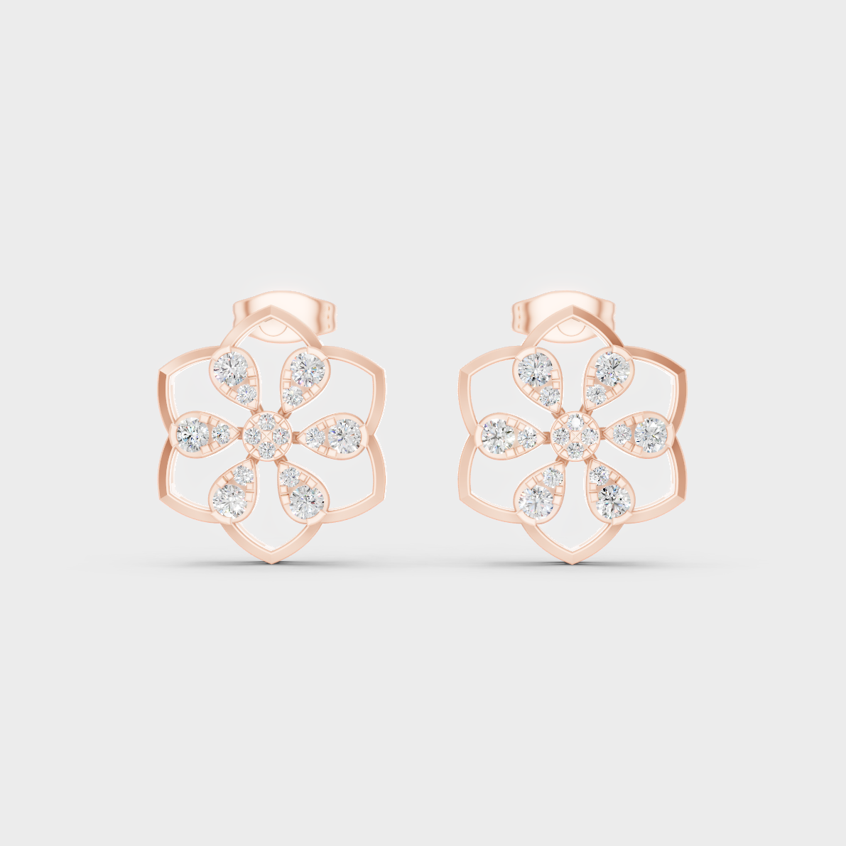 High-Polish Rose Gold 0.70 Carat Total Weight Round Lab Diamond Studs For Bold Sparkle 