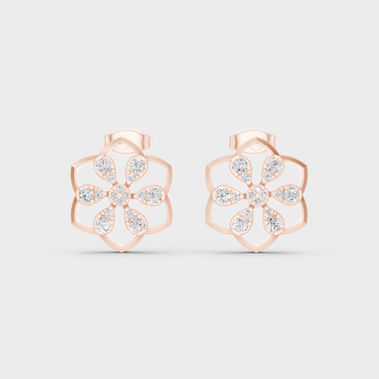 High-Polish Rose Gold 0.70 Carat Total Weight Round Lab Diamond Studs For Bold Sparkle 
