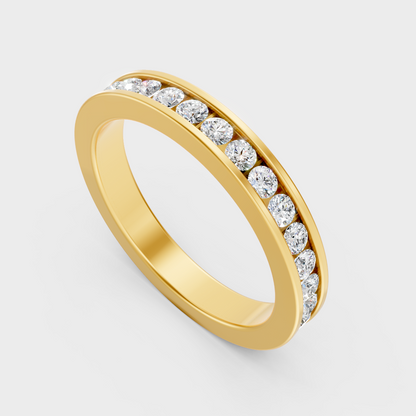 Classic 14K Yellow Gold Men’s Statement Band Featuring A 1.08Ct Round Lab Diamond