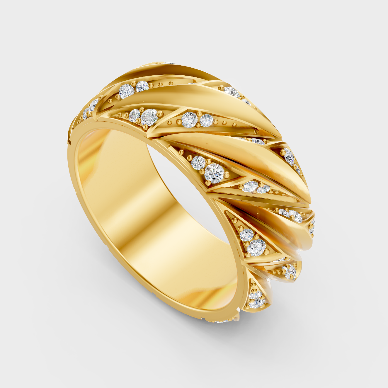 Classic 14K Yellow Gold Men’s Engagement Ring Featuring A 0.63Ct Round Lab Diamond