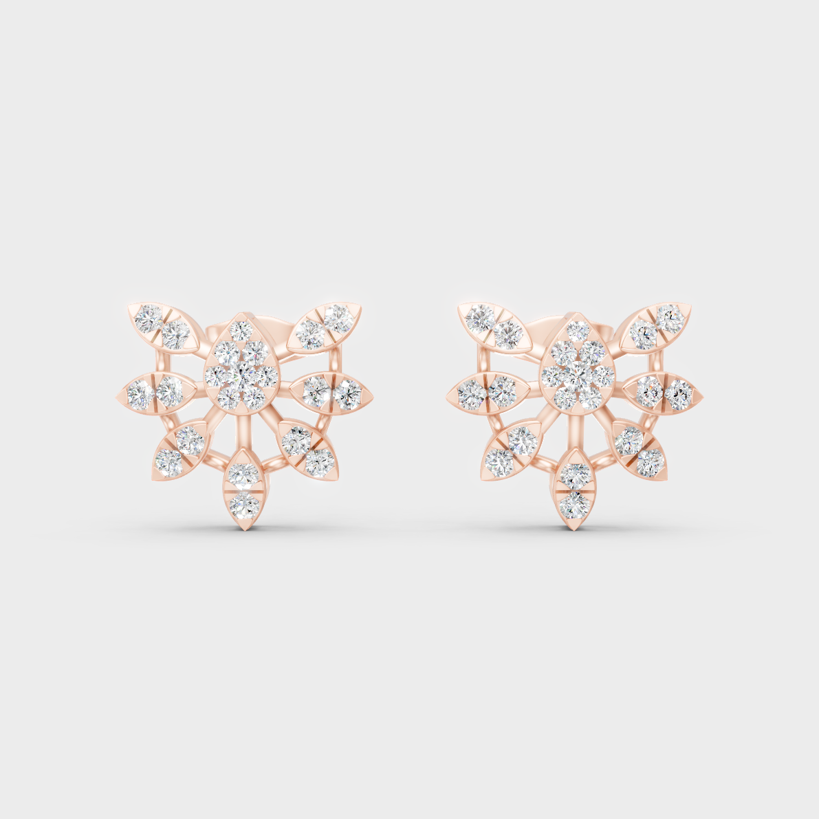 High-Polish Rose Gold 1.28 Carat Total Weight Round Lab Diamond Studs For Bold Sparkle 