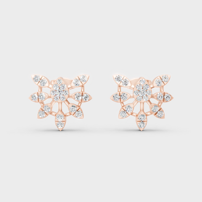 High-Polish Rose Gold 1.28 Carat Total Weight Round Lab Diamond Studs For Bold Sparkle 