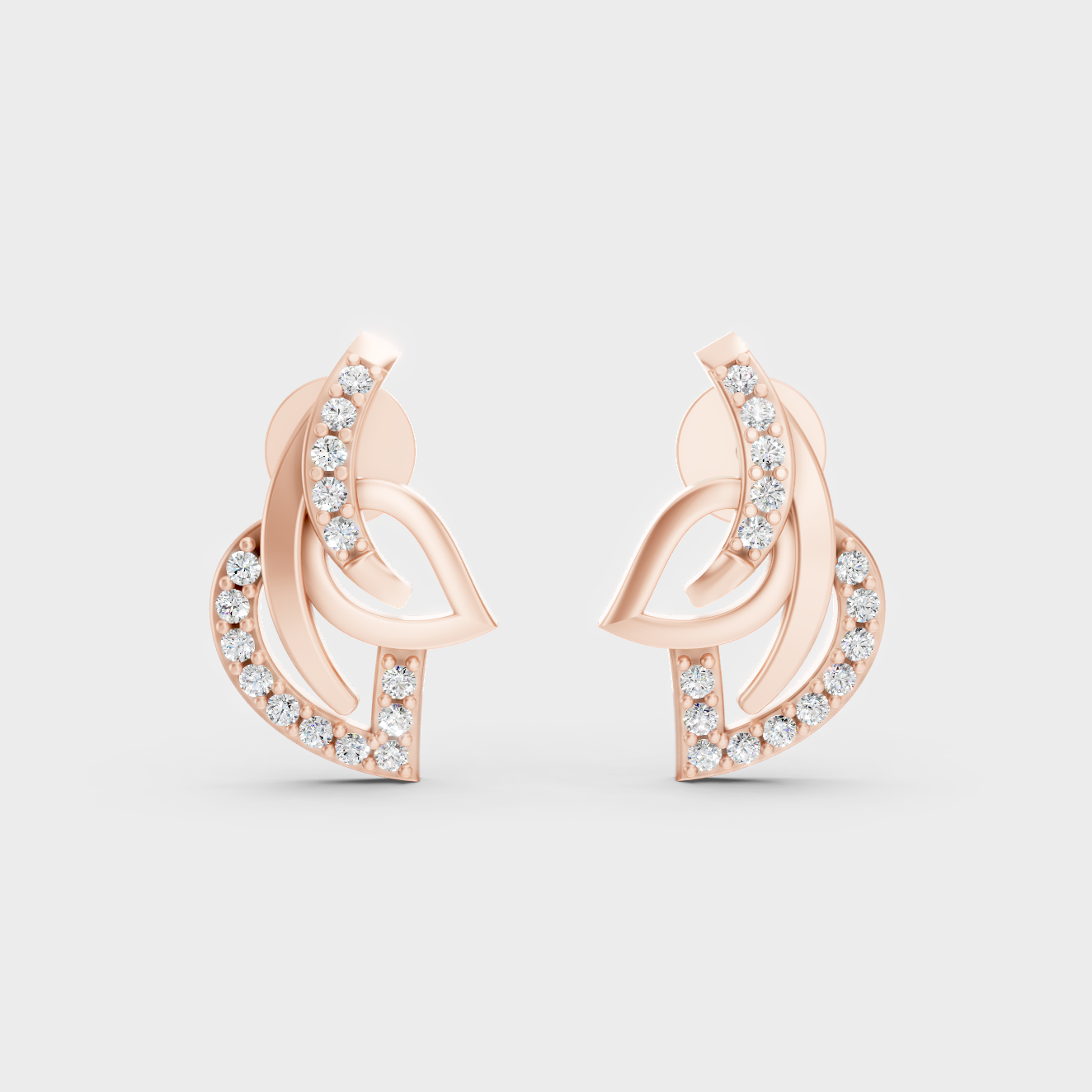 High-Polish Rose Gold 0.12 Carat Total Weight Round Lab Diamond Studs For Bold Sparkle