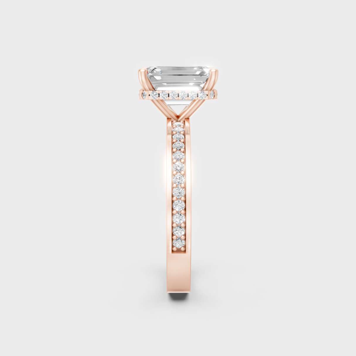  High-Polish Rose Gold Emerald Lab Diamond Ring For Maximum Sparkle