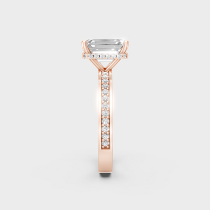  High-Polish Rose Gold Emerald Lab Diamond Ring For Maximum Sparkle
