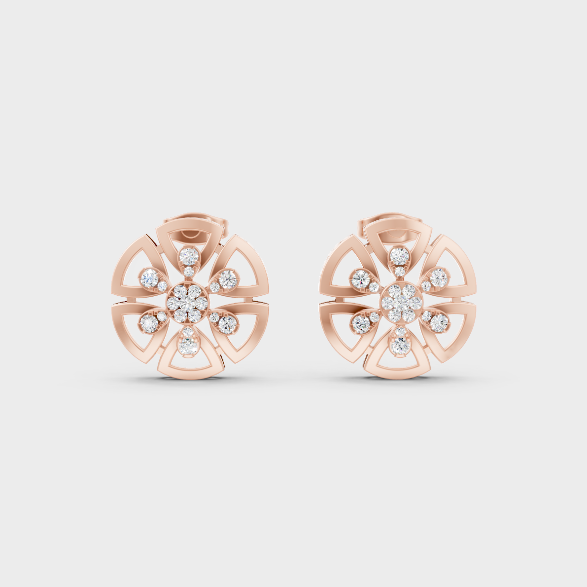 High-Polish Rose Gold 0.52 Carat Total Weight Round Lab Diamond Studs For Bold Sparkle
