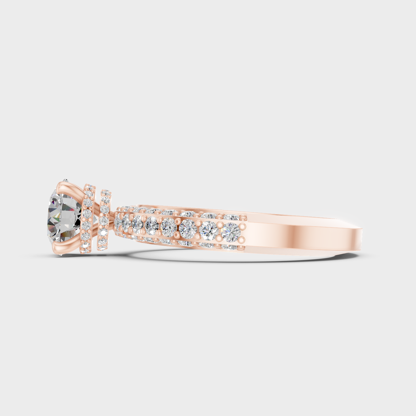 Rose Gold Luxury Hidden Halo Solitaire Ring Fine Jewelry