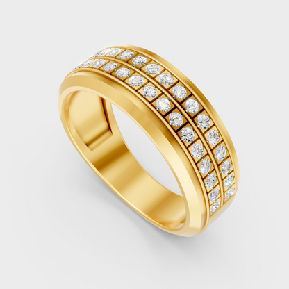 Classic 14K Yellow Gold Men’s Engagement Ring Featuring A 0.57Ct Round Lab Diamond