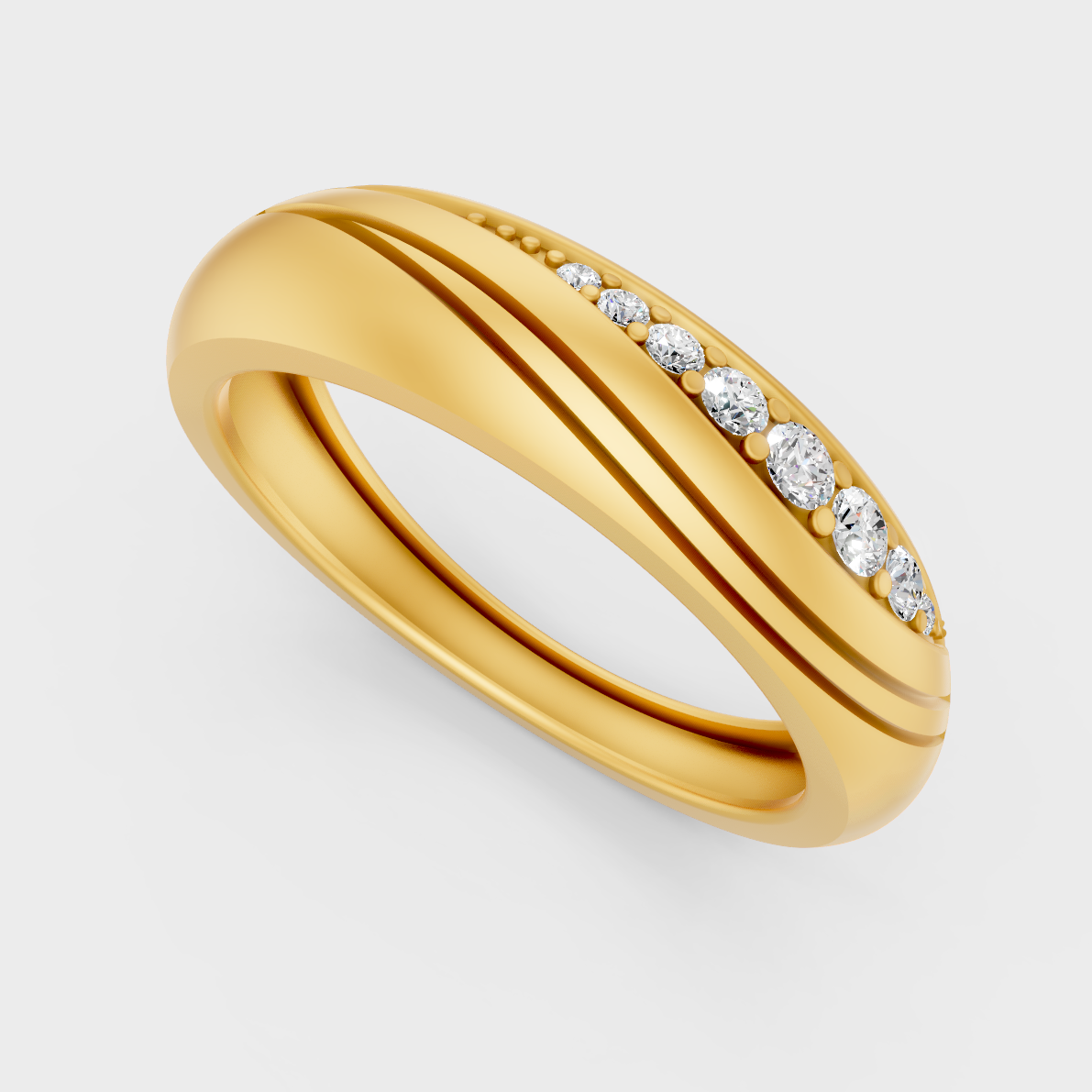 Classic 14K Yellow Gold Men’s Engagement Ring Featuring A 0.14Ct Round Lab Diamond