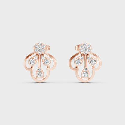 High-Polish Rose Gold 0.56 Carat Total Weight Round Lab Diamond Studs For Bold Sparkle