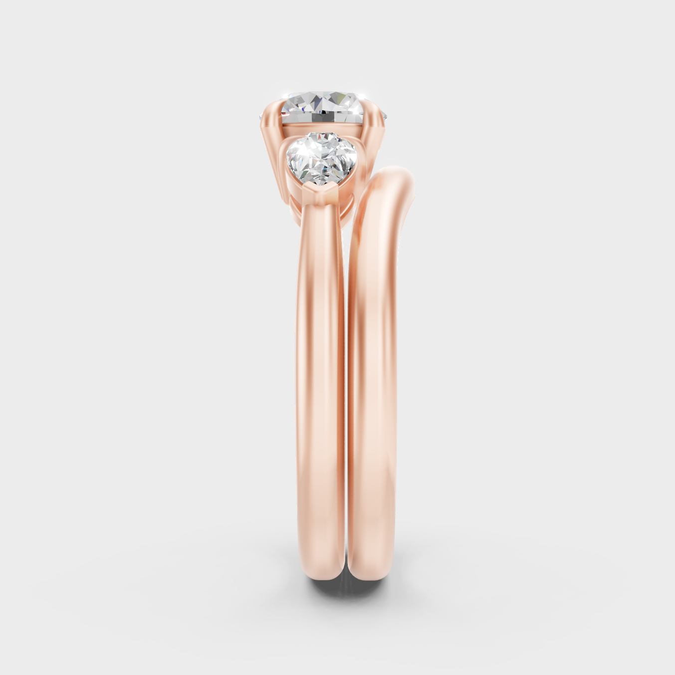 Rose Gold Round-Cut Lab-Grown Diamond Ring Set For Modern Luxury