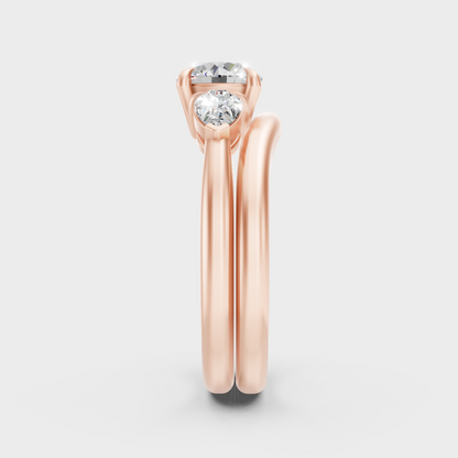 Rose Gold Round-Cut Lab-Grown Diamond Ring Set For Modern Luxury