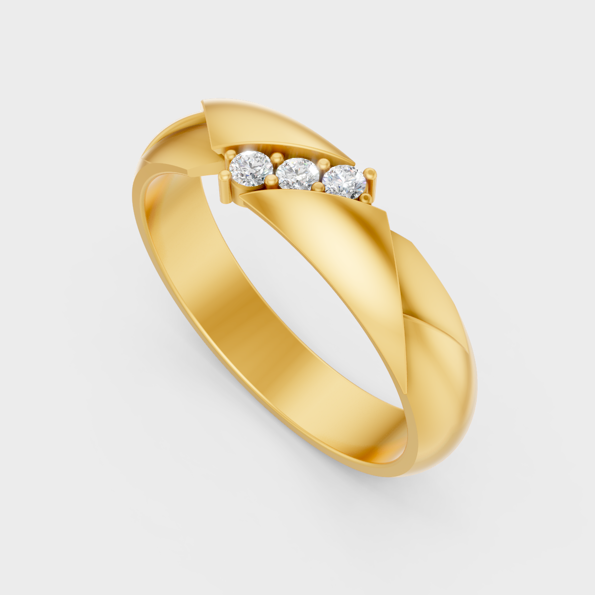 Classic 14K Yellow Gold Men’s Engagement Ring Featuring A 0.075Ct Round Lab Diamond