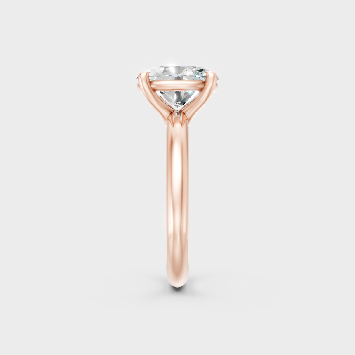 Sleek 14K Rose Gold Ring Featuring A Certified Oval Lab-Grown Diamond