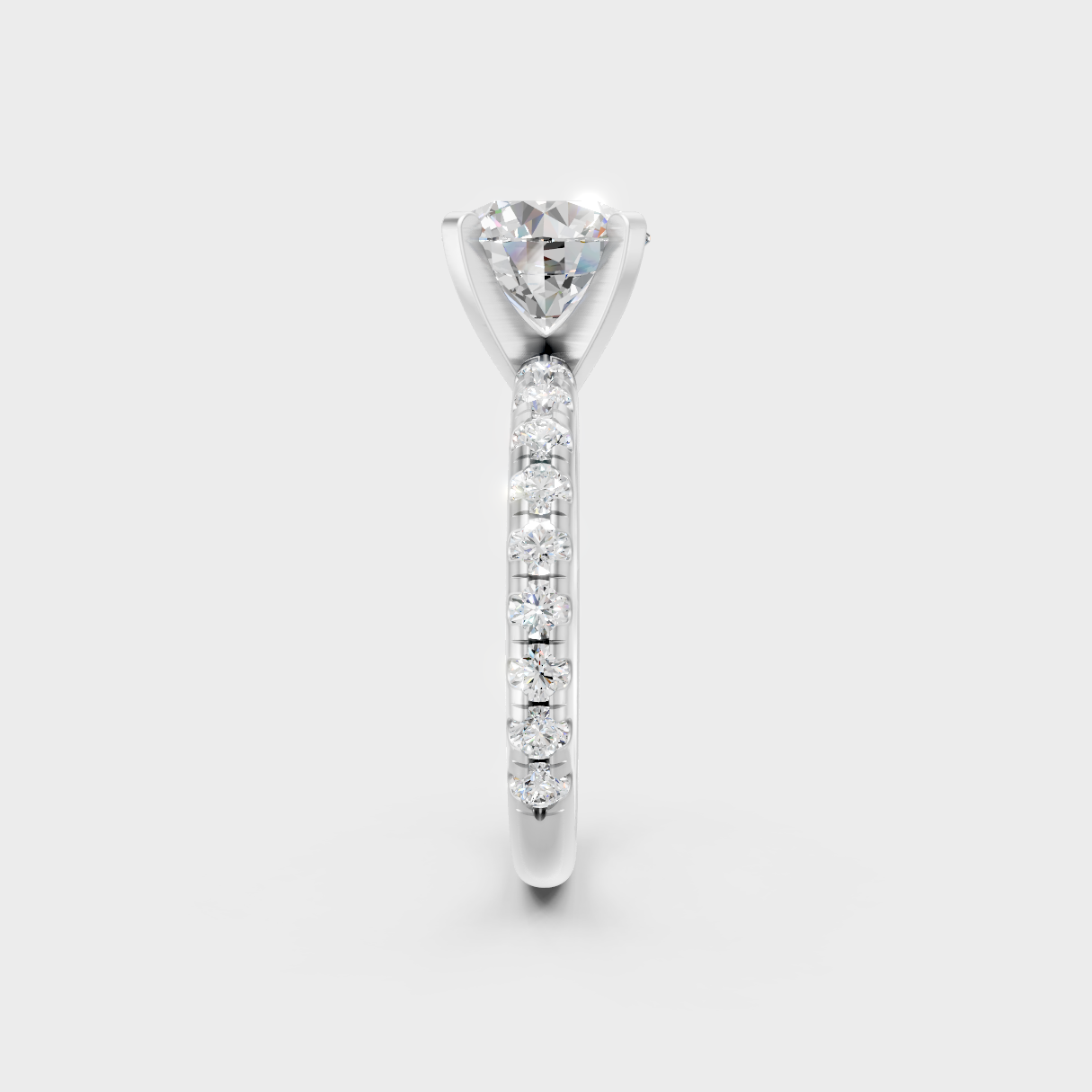  White Gold Round Lab-Grown Diamond Ring With Hallmark Gold Quality