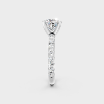  White Gold Round Lab-Grown Diamond Ring With Hallmark Gold Quality