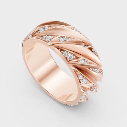  Sleek 14K Rose Gold Men’s Band Featuring A Certified 0.63Ct Round Lab Diamond