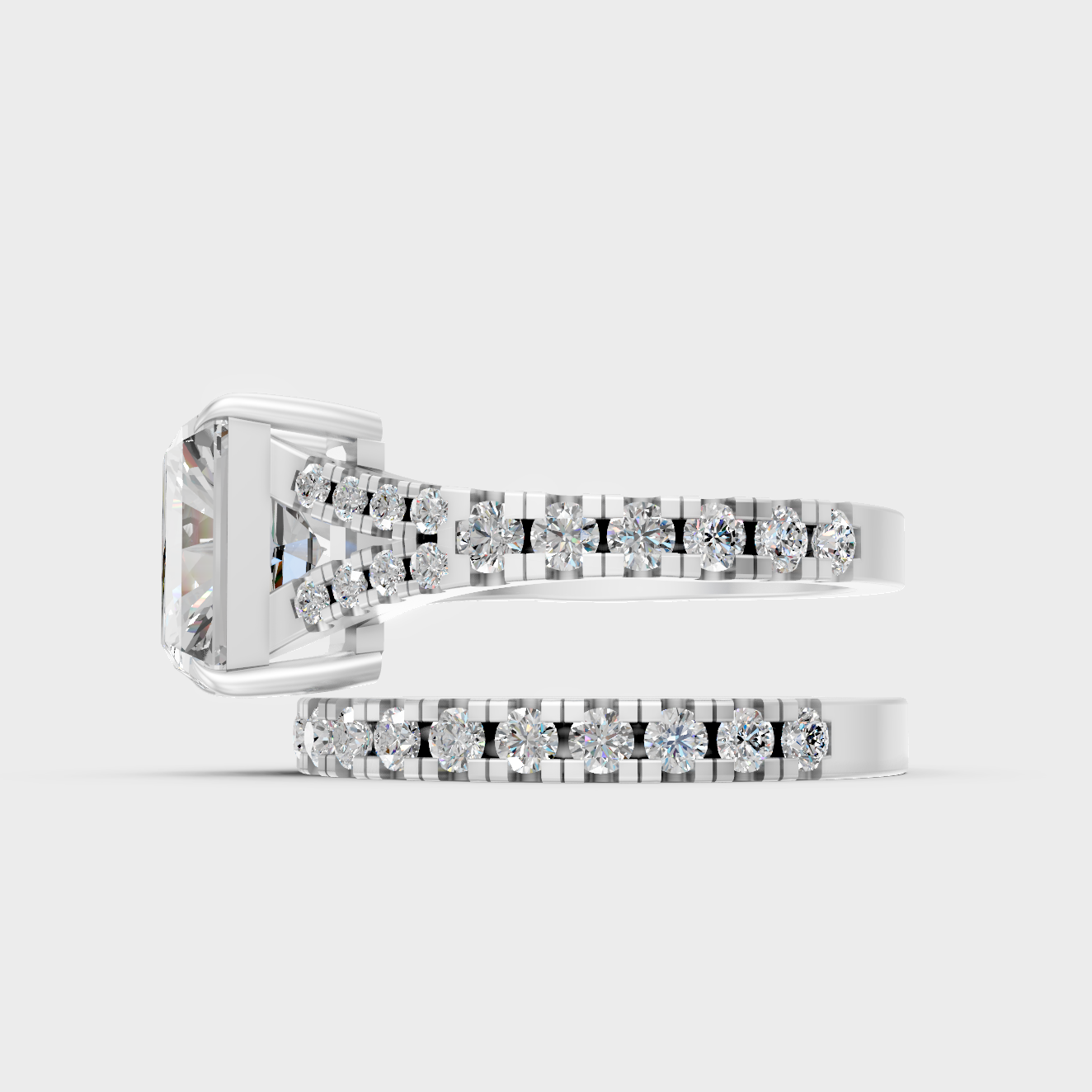 White Gold Radiant Diamond Ring Set With Brilliant Sparkle