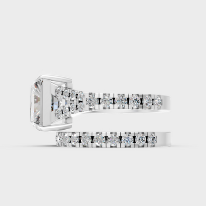 White Gold Radiant Diamond Ring Set With Brilliant Sparkle