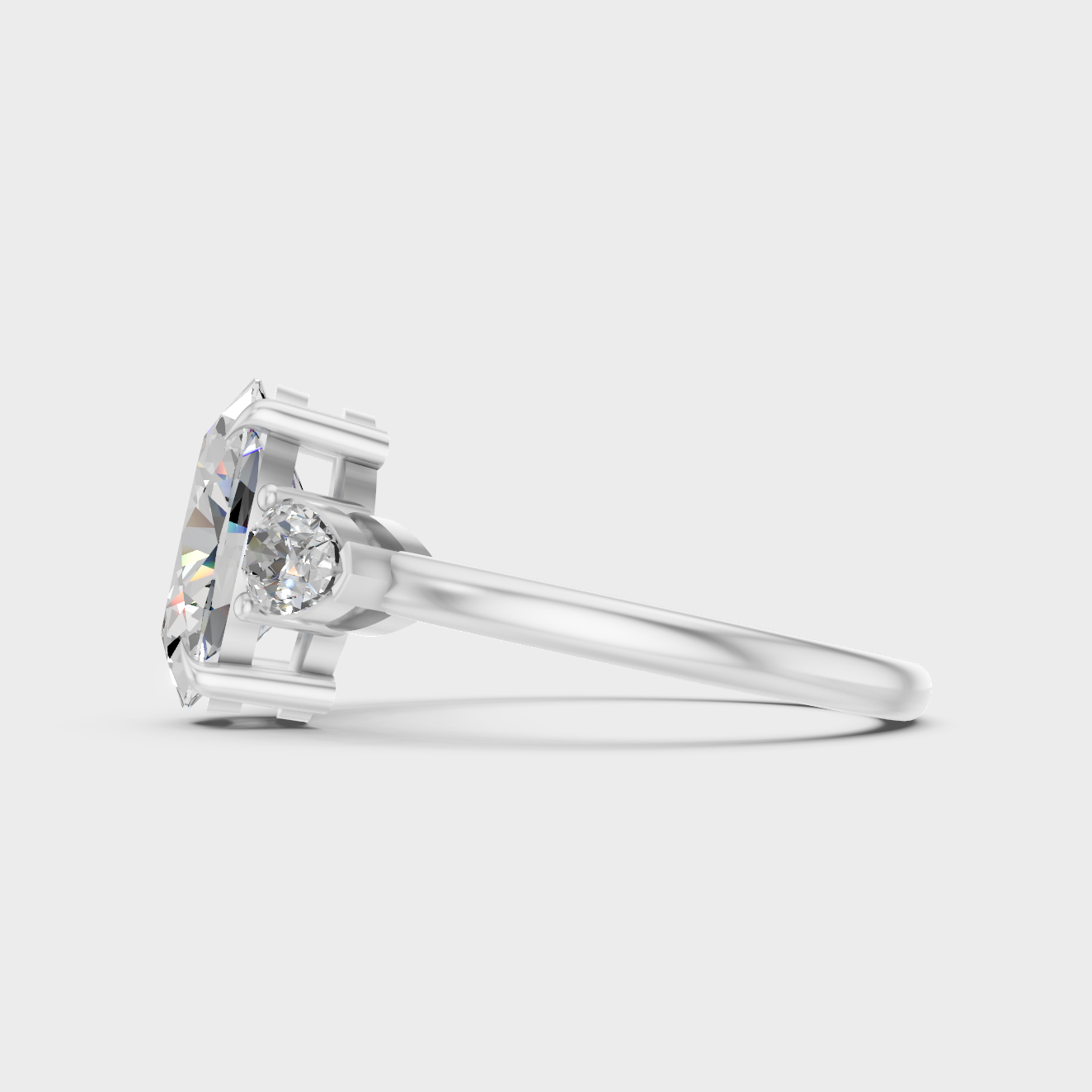 White Gold Oval Pear Diamond Ring With Brilliant Sparkle