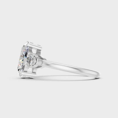 White Gold Oval Pear Diamond Ring With Brilliant Sparkle