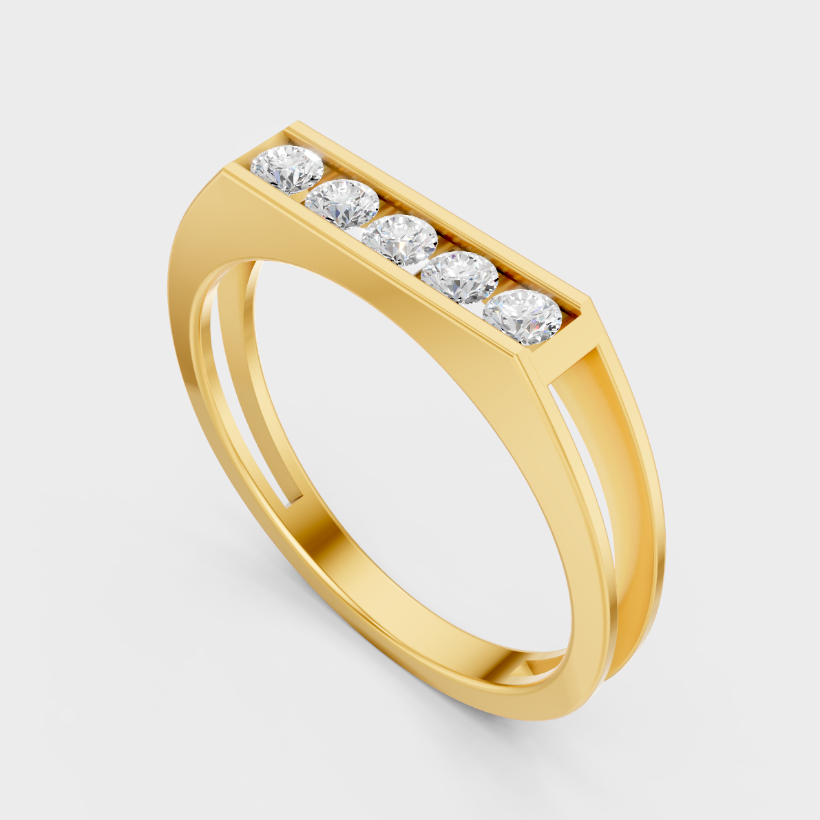Classic 14K Yellow Gold Men’s Engagement Ring Featuring A 0.25Ct Round Lab Diamond