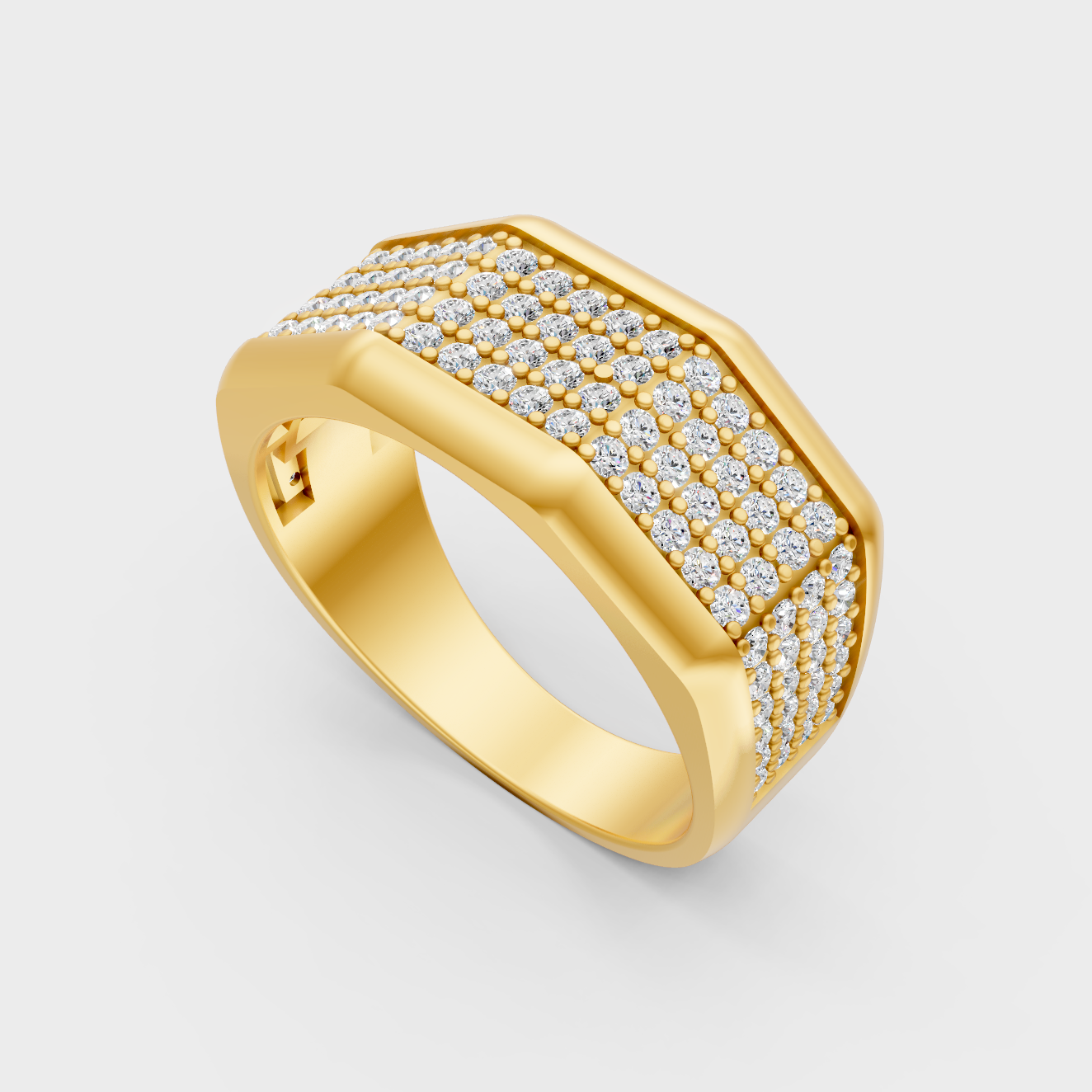  Classic 14K Yellow Gold Men’s Engagement Ring Featuring A 1.2Ct Round Lab Diamond