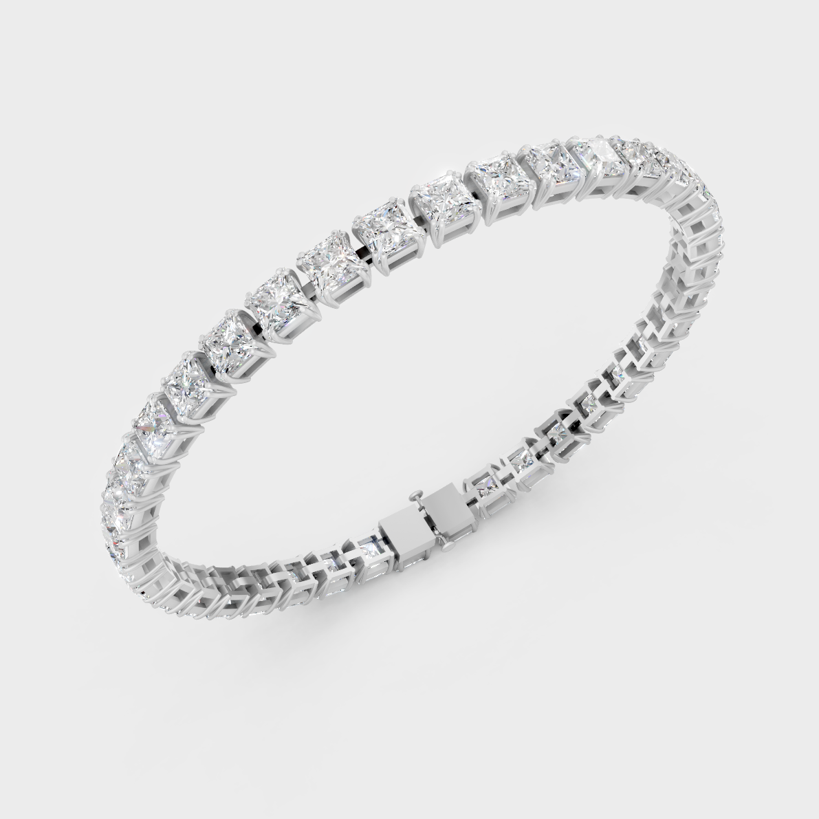 Elegant Lab-Grown Princess Diamond Bracelet White Gold