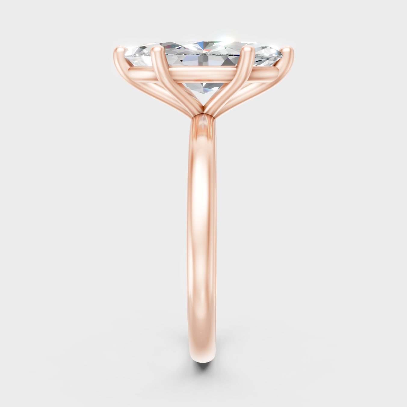 High-Polish Rose Gold Marquise Lab Diamond Ring For Maximum Sparkle