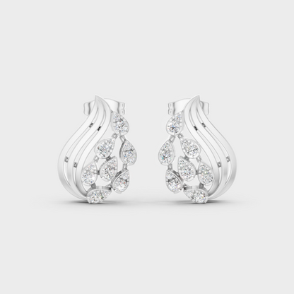 High-Polish 950 Platinum Round Lab Diamond Earrings For Refined Brilliance
