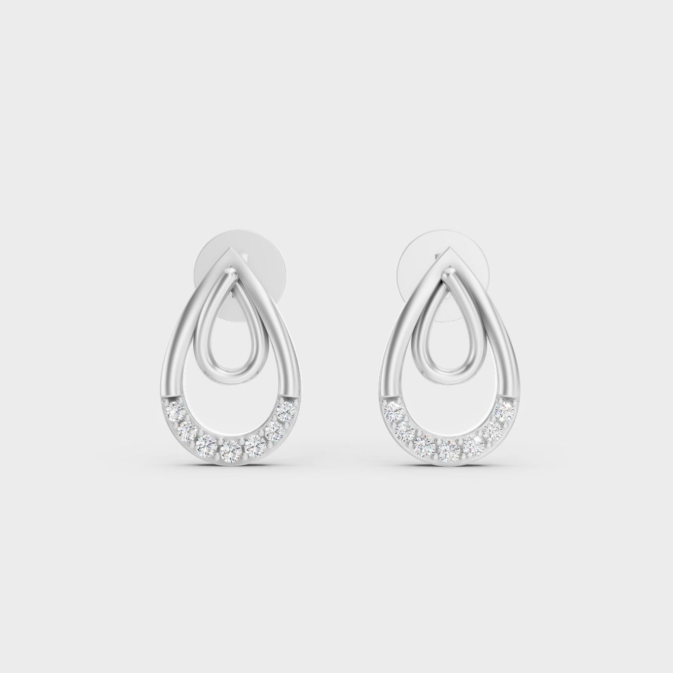 9K White Gold Round-Shaped Lab-Grown Diamond Studs With Clean Minimalist Design