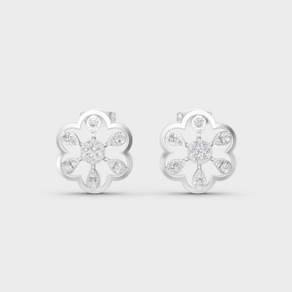 High-Polish 950 Platinum Round Lab Diamond Earrings For Refined Brilliance