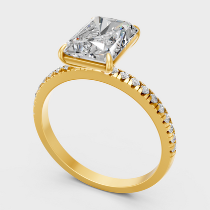 Designer Radiant Solitaire Diamond Ring In Yellow Gold